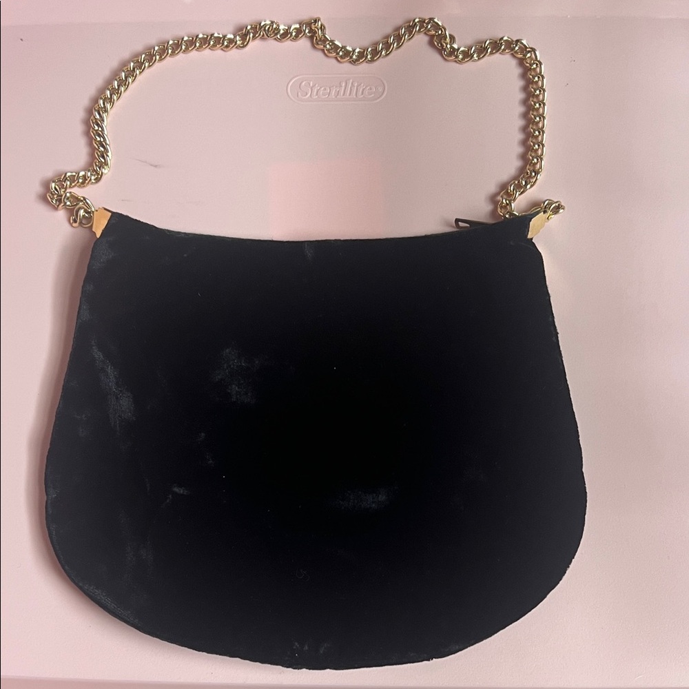 Black Velvet Chain Shoulder Bag